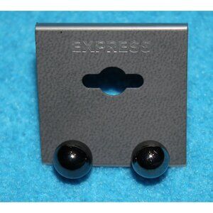Express Round Faux Black Pearl Stud Earrings Vintage Y2K Deadstock